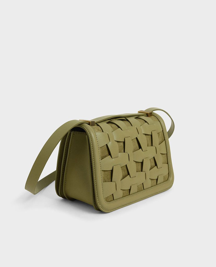 CHARLES & KEITH - Túi đeo vai nữ Weave Detail