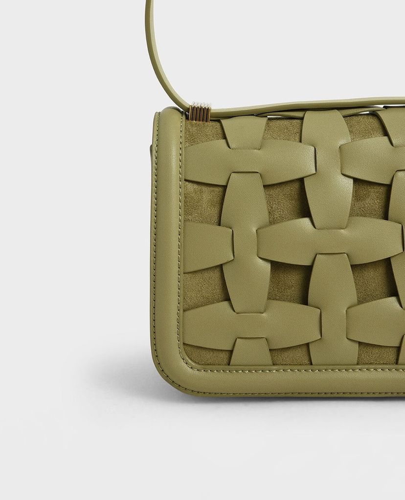CHARLES & KEITH - Túi đeo vai nữ Weave Detail