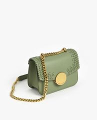CHARLES & KEITH - Túi đeo vai nữ chữ nhật nắp gập phối chi tiết dệt thời trang