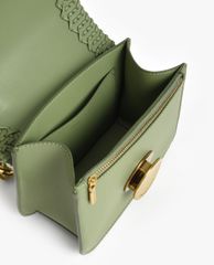 CHARLES & KEITH - Túi đeo vai nữ chữ nhật nắp gập phối chi tiết dệt thời trang