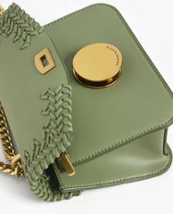 CHARLES & KEITH - Túi đeo vai nữ chữ nhật nắp gập phối chi tiết dệt thời trang