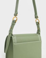 CHARLES & KEITH - Túi xách nữ nắp gập chữ nhật Turn Lock Chain