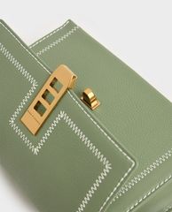 CHARLES & KEITH - Túi xách nữ nắp gập chữ nhật Turn Lock Chain