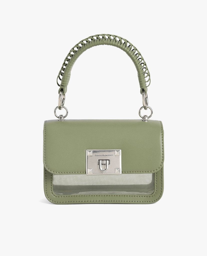 CHARLES & KEITH - Túi xách tay nữ hình chữ nhật Metallic Turn Lock