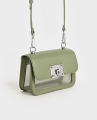 CHARLES & KEITH - Túi xách tay nữ hình chữ nhật Metallic Turn Lock