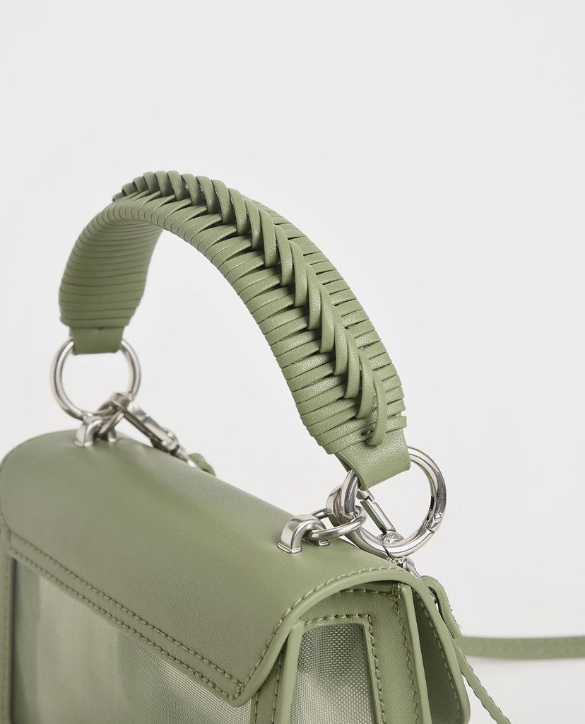CHARLES & KEITH - Túi xách tay nữ hình chữ nhật Metallic Turn Lock