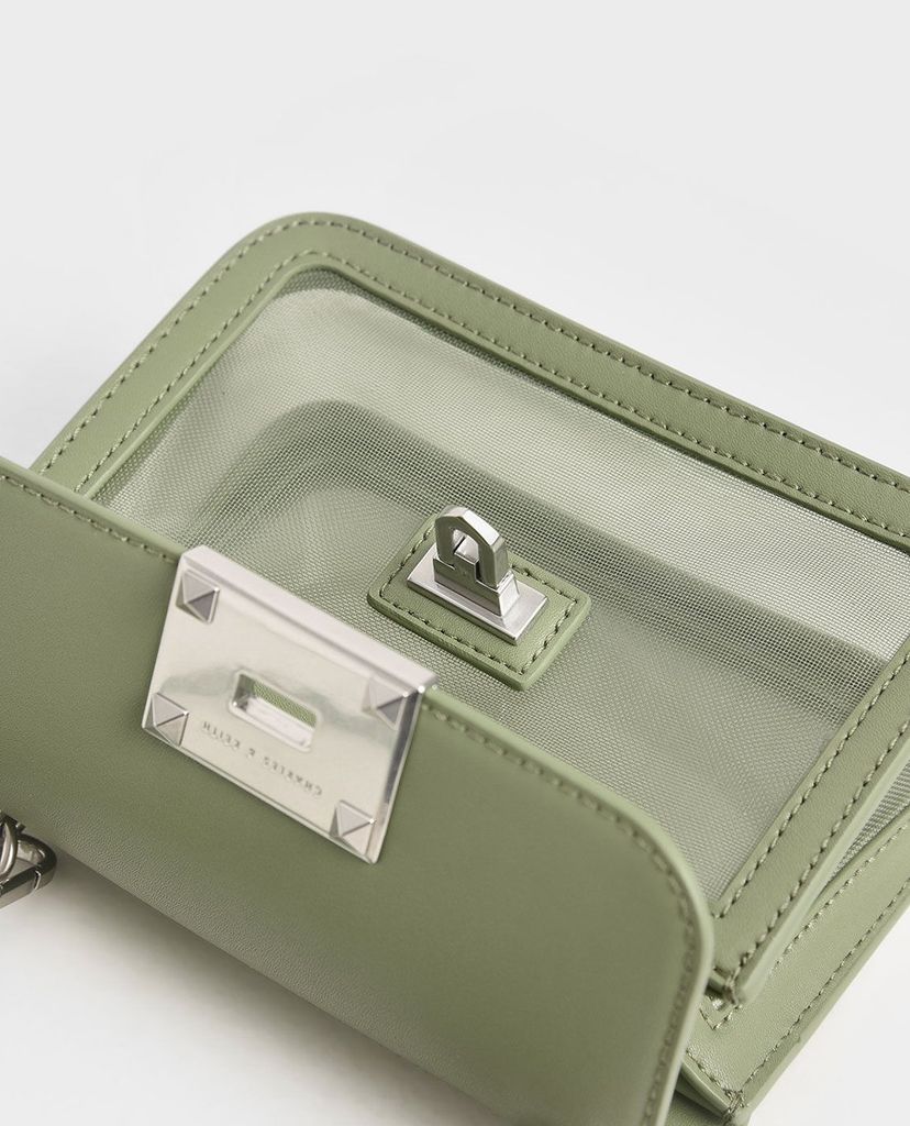 CHARLES & KEITH - Túi xách tay nữ hình chữ nhật Metallic Turn Lock