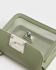 CHARLES & KEITH - Túi xách tay nữ hình chữ nhật Metallic Turn Lock