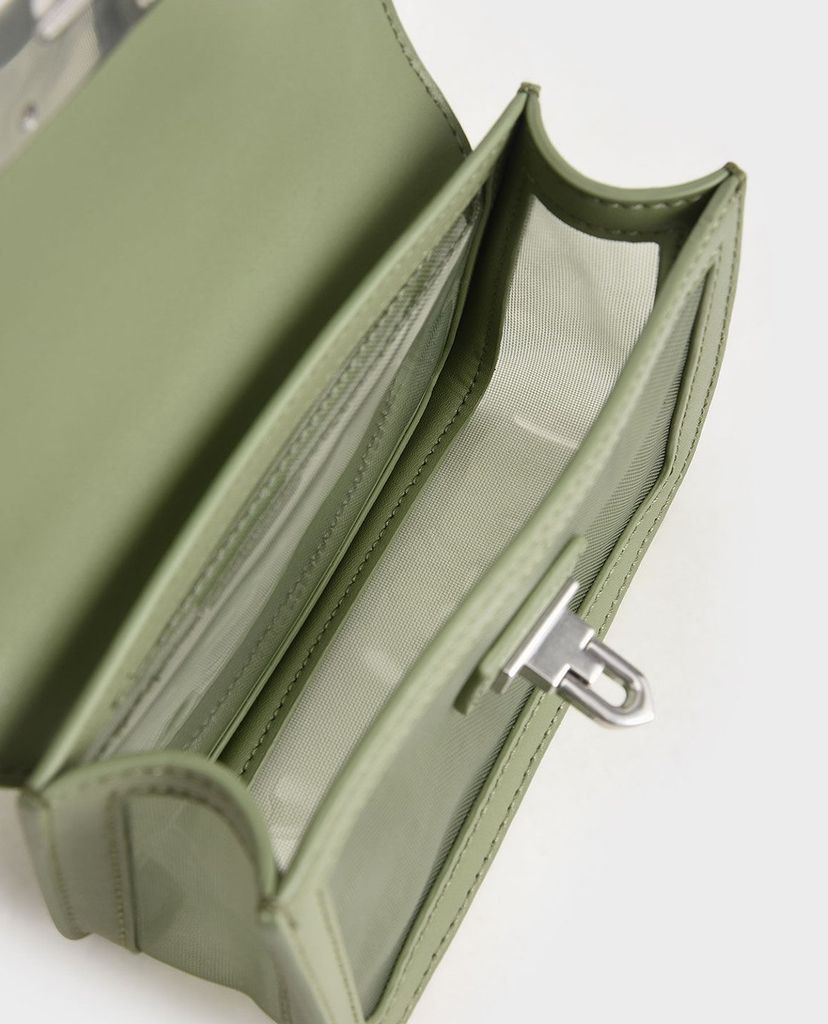 CHARLES & KEITH - Túi xách tay nữ hình chữ nhật Metallic Turn Lock