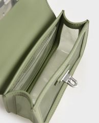 CHARLES & KEITH - Túi xách tay nữ hình chữ nhật Metallic Turn Lock