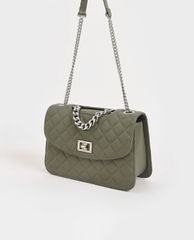 CHARLES & KEITH - Túi đeo chéo nữ chữ nhật Quilted Turn Lock