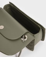 CHARLES & KEITH - Túi đeo chéo nữ chữ nhật Quilted Turn Lock