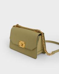 CHARLES & KEITH - Túi đeo chéo nữ nắp gập Metallic Push Lock