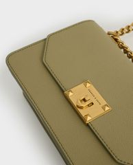CHARLES & KEITH - Túi đeo chéo nữ nắp gập Metallic Push Lock