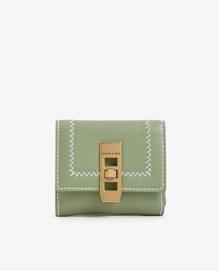 CHARLES & KEITH - Ví nữ dạng gập Stitch Trim Turn Lock