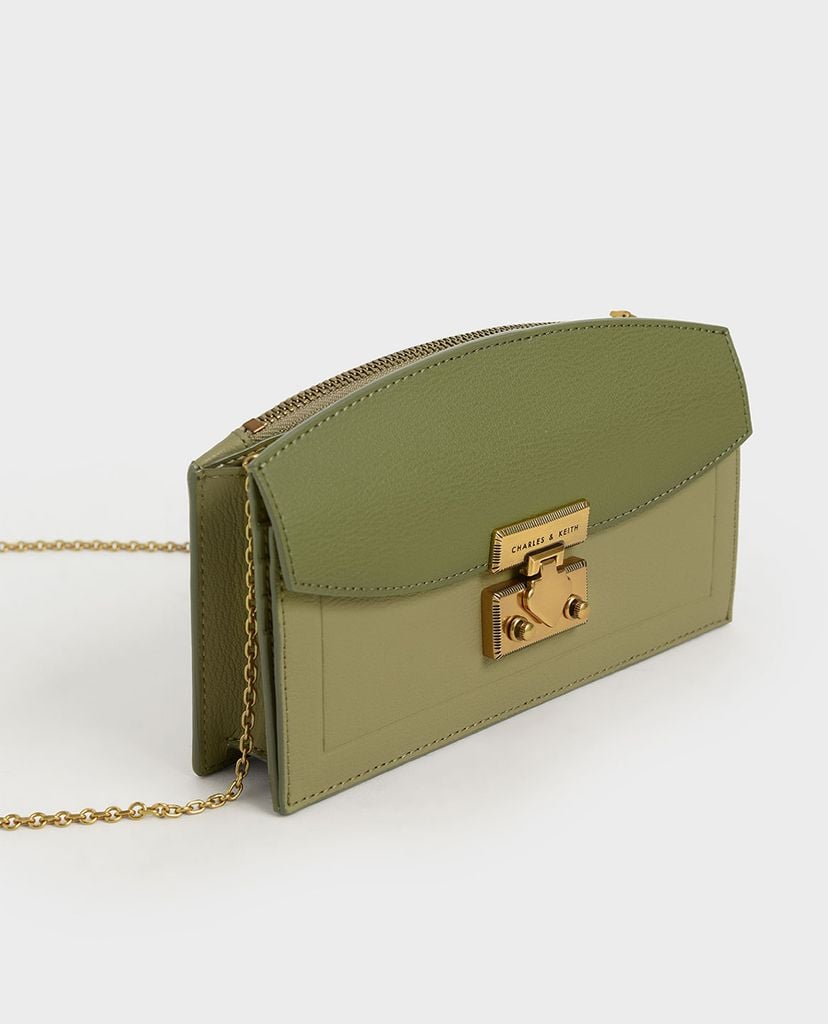 CHARLES & KEITH - Ví cầm tay nữ dáng dài Metallic Accent