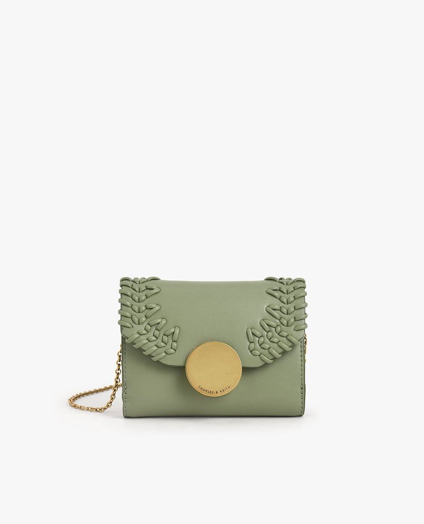 CHARLES & KEITH - Ví nữ mini dạng gập Stitch Trim