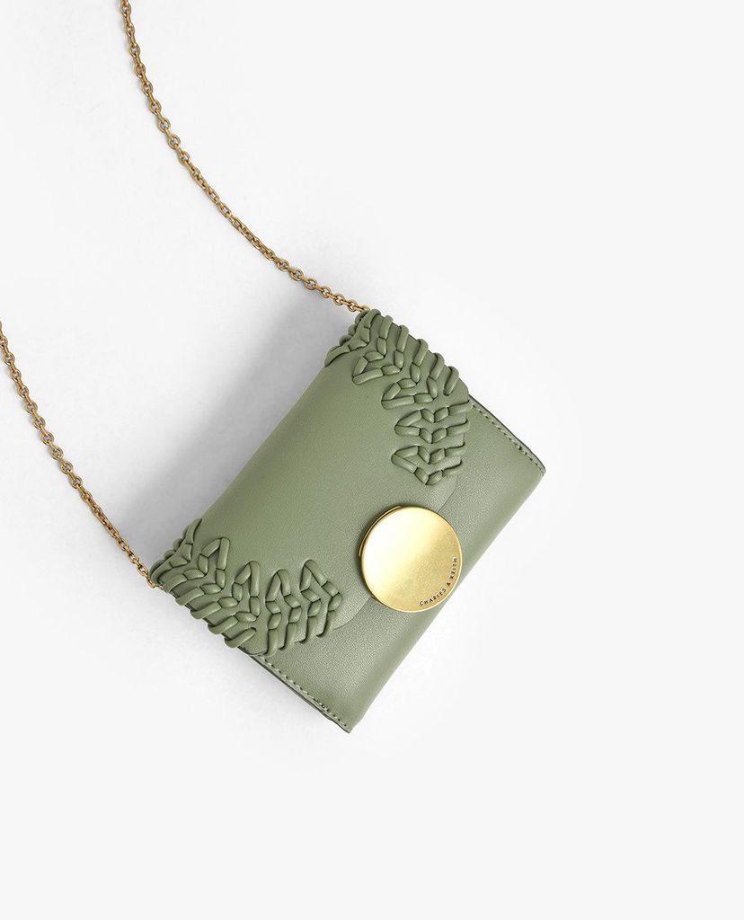 CHARLES & KEITH - Ví nữ mini dạng gập Stitch Trim