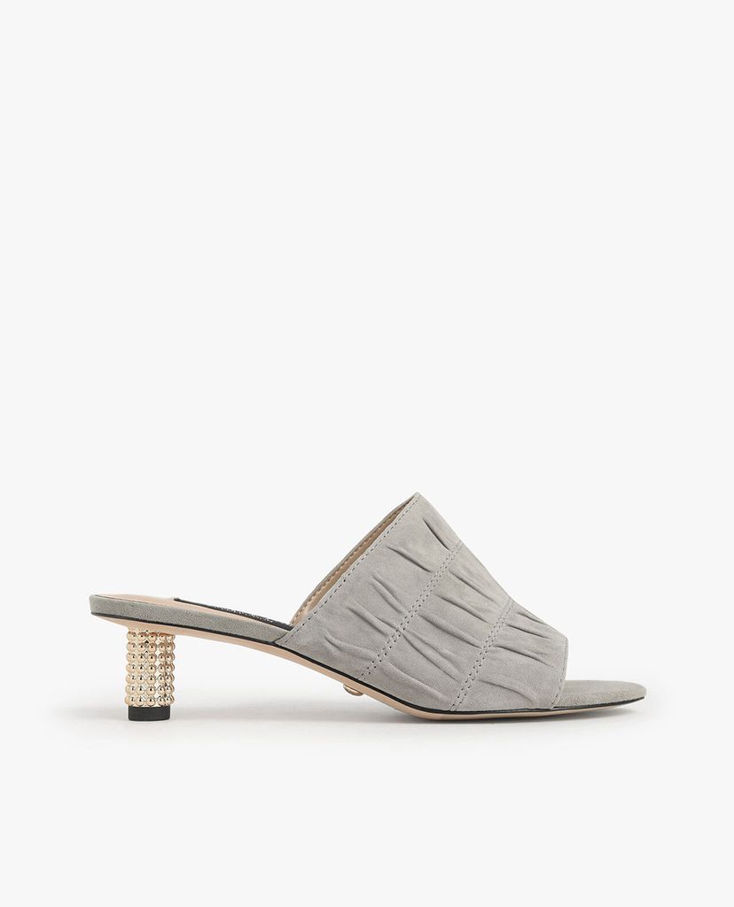 CHARLES & KEITH - Giày cao gót hở mũi Embellished Heel Ruched