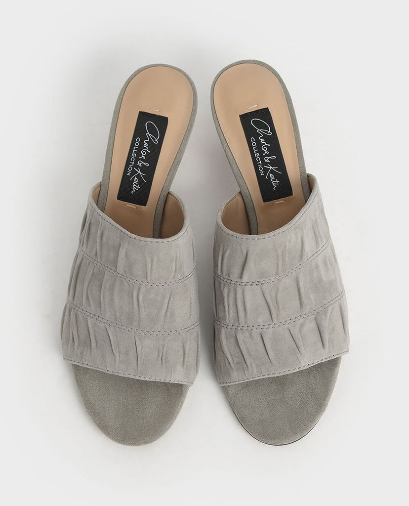 CHARLES & KEITH - Giày cao gót hở mũi Embellished Heel Ruched
