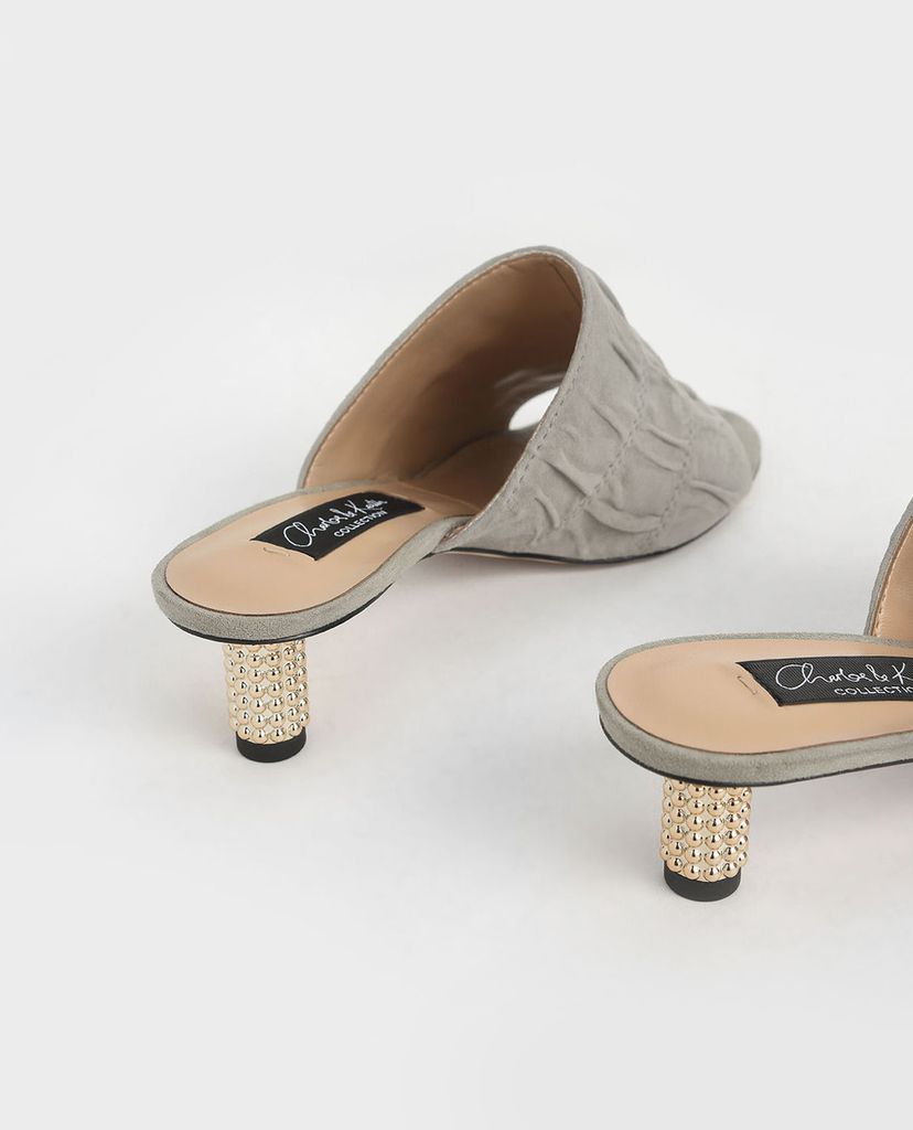 CHARLES & KEITH - Giày cao gót hở mũi Embellished Heel Ruched