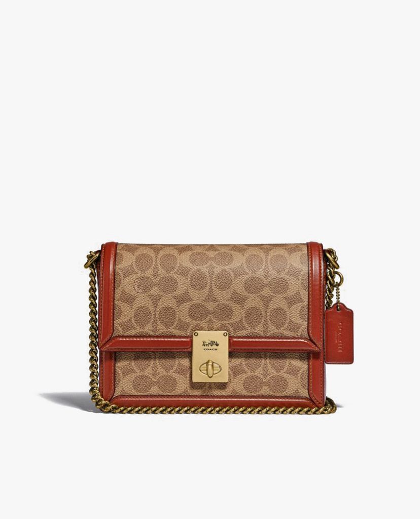 COACH - Túi đeo vai chữ nhật nắp gập Hutton Signature