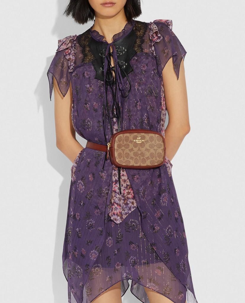 COACH - Ví cầm tay nữ phối thắt lưng Colorblock Signature Canvas