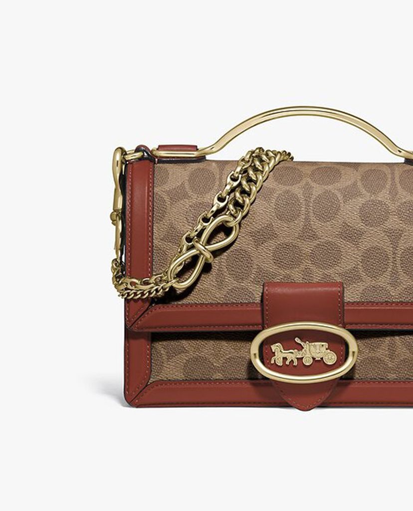 COACH - Túi xách tay nắp gập hình hộp chữ nhật Riley 22