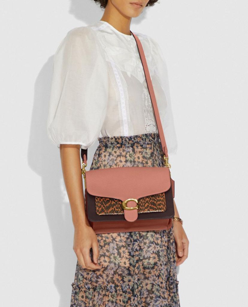 COACH - Túi xách tay nữ nắp gập da rắn Tabby Colorblock
