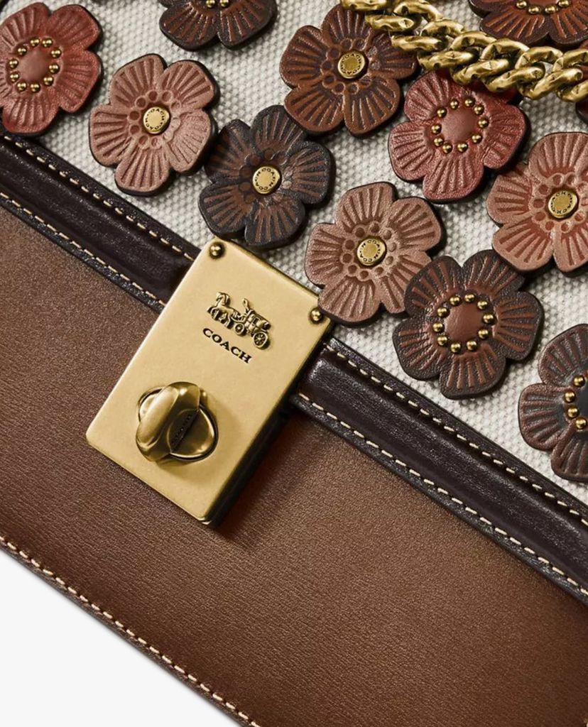 COACH - Túi đeo vai nắp gập đính hoa Hutton