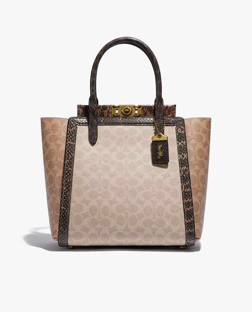COACH - Túi xách tay phom vuông Troupe Snakeskin Detail