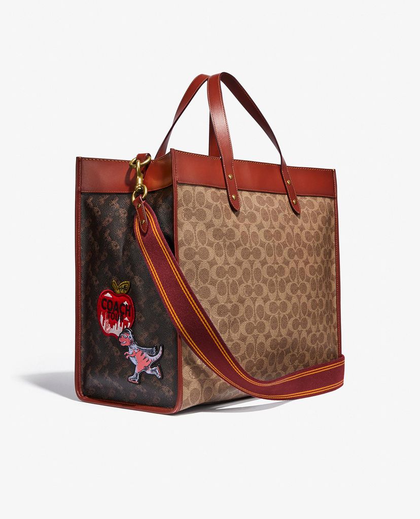 COACH - Túi tote nữ phom vuông 40 In Signature Canvas With Souvenir Patches