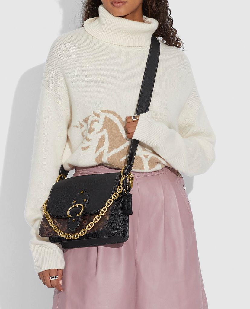 COACH - Túi đeo vai nữ chữ nhật Beat With Horse & Carriage Print