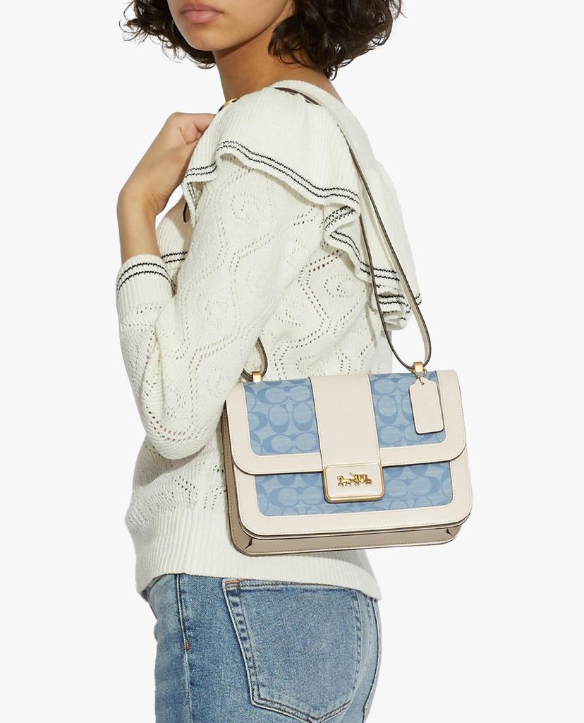 COACH - Túi đeo vai nữ chữ nhật Alie Signature Chambray