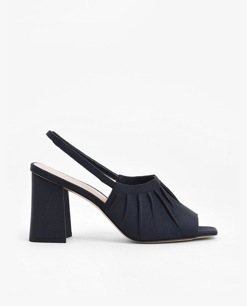 CHARLES & KEITH - Giày cao gót hở mũi Ruched Textured Slingback