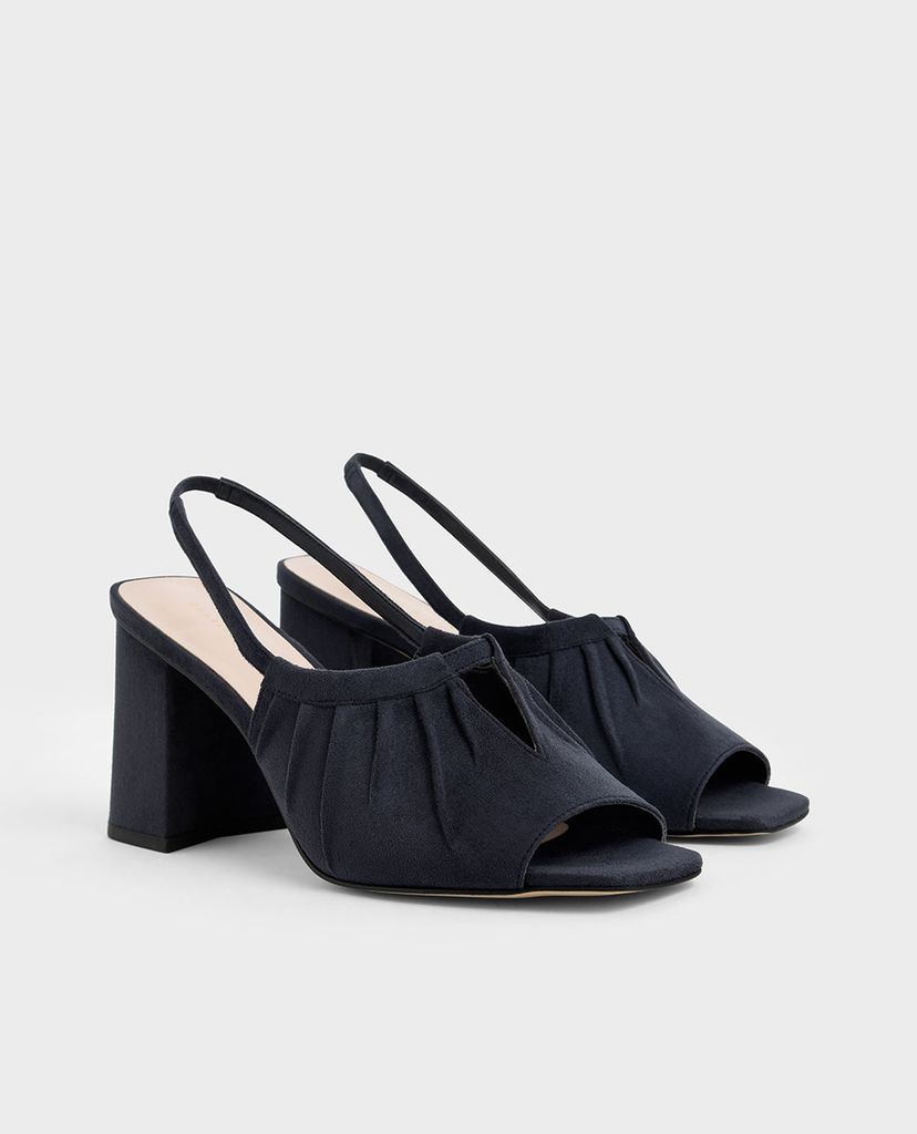 CHARLES & KEITH - Giày cao gót hở mũi Ruched Textured Slingback
