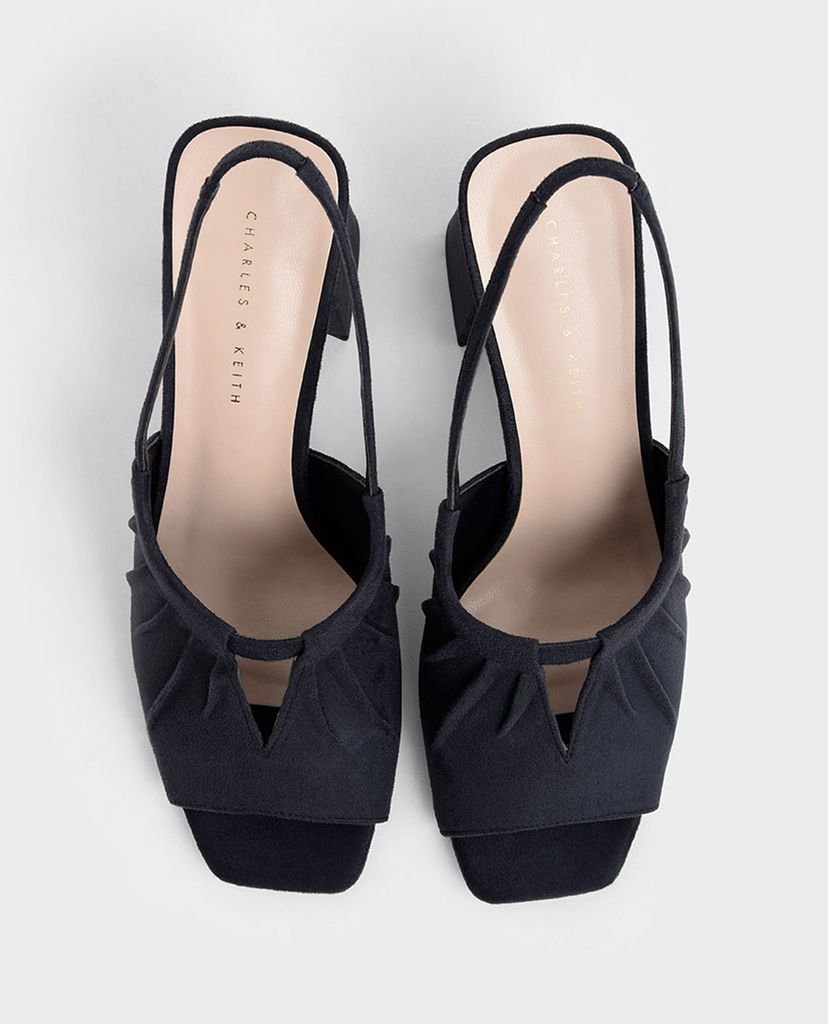 CHARLES & KEITH - Giày cao gót hở mũi Ruched Textured Slingback