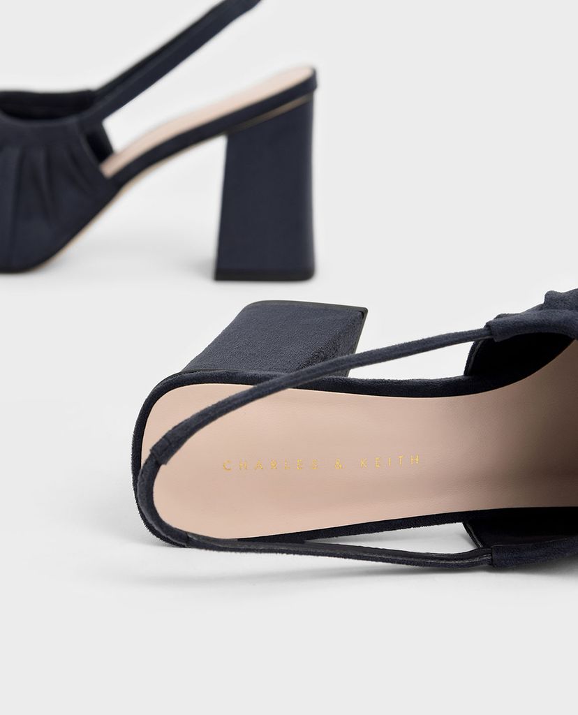CHARLES & KEITH - Giày cao gót hở mũi Ruched Textured Slingback
