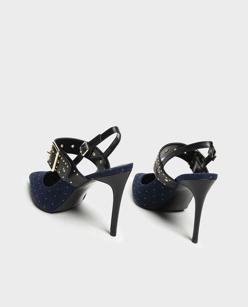 CHARLES & KEITH - Giày cao gót mũi nhọn đính hạt Studded