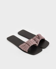CHARLES & KEITH - Dép nữ quai ngang xếp nếp thời trang