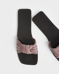 CHARLES & KEITH - Dép nữ quai ngang xếp nếp thời trang