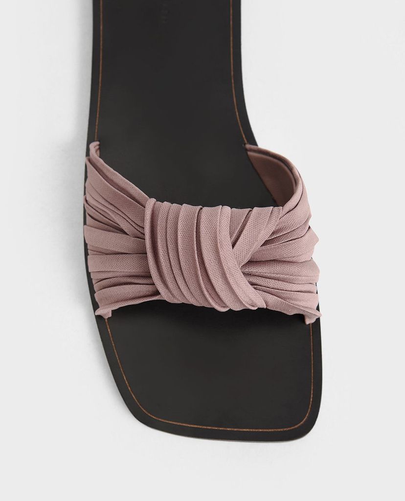 CHARLES & KEITH - Dép nữ quai ngang xếp nếp thời trang