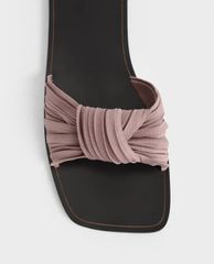 CHARLES & KEITH - Dép nữ quai ngang xếp nếp thời trang