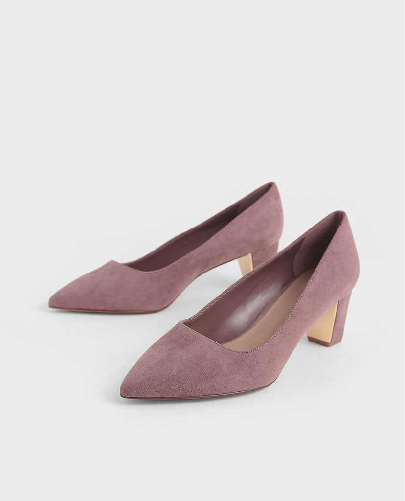 CHARLES & KEITH - Giày cao gót Textured Chunky Heel Pumps