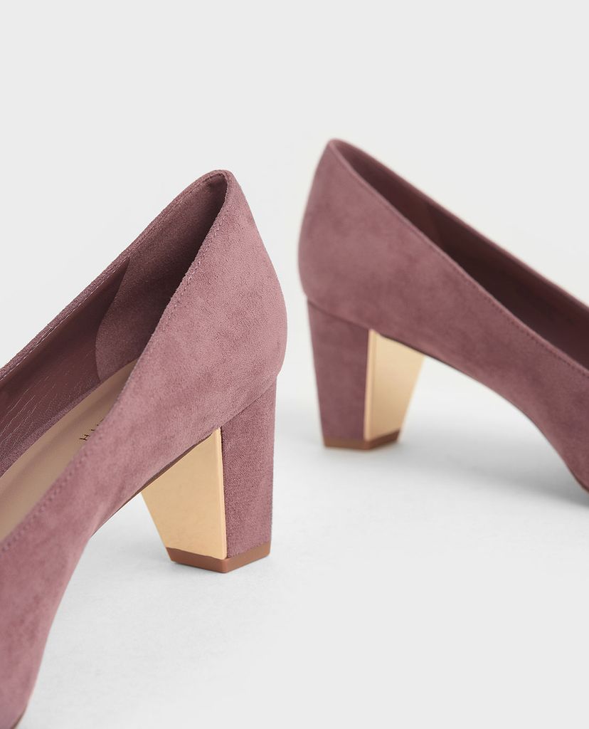 CHARLES & KEITH - Giày cao gót Textured Chunky Heel Pumps