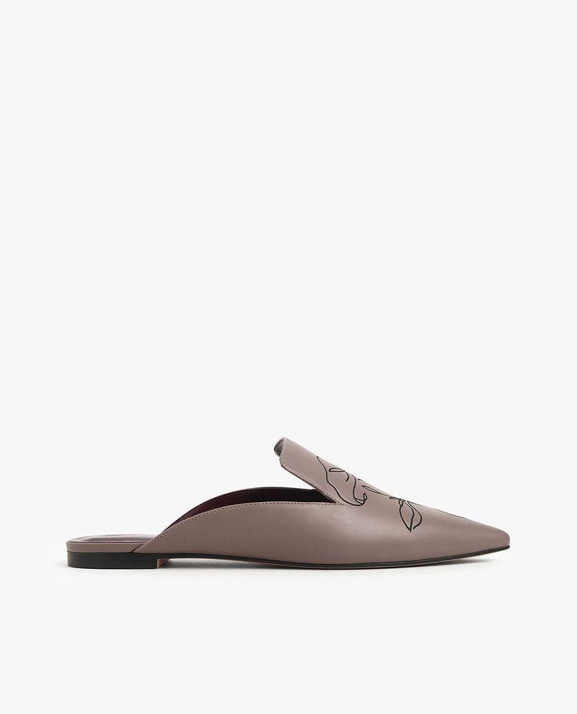 CHARLES & KEITH - Giày đế bệt Floral Embroidered Pointed Toe