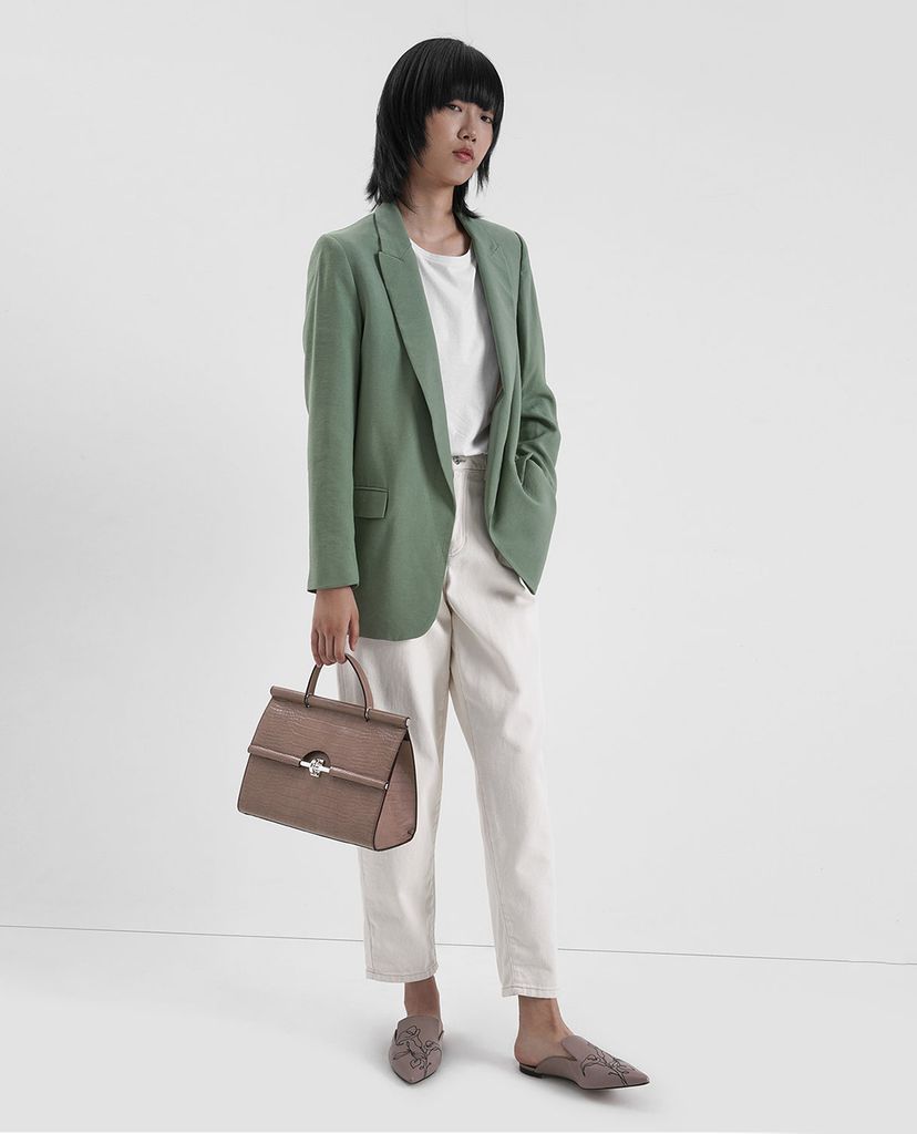CHARLES & KEITH - Giày đế bệt Floral Embroidered Pointed Toe