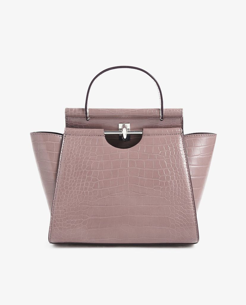 CHARLES & KEITH - Túi xách tay da cá sấu Croc Effect Trapeze