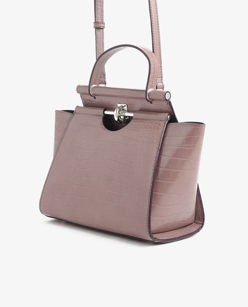 CHARLES & KEITH - Túi xách tay da cá sấu Croc Effect Trapeze