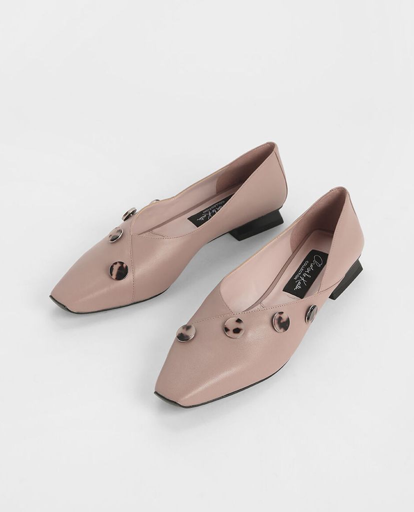 CHARLES & KEITH - Giày đế bệt Chrome Button Detail